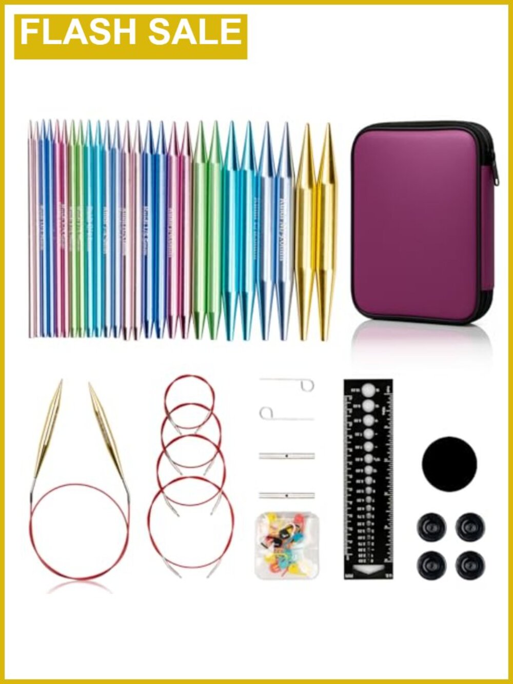 Interchangeable Aluminum Circular Knitting Needles Set 13 Pairs